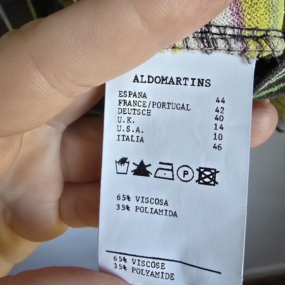 Aldo Martins, Multi Abstract V-neck Zip Front Stretch Knit Cardigan, SZ 10 - Picture 8 of 11